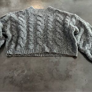 All in Favor Charcoal Cable Knit Sweater